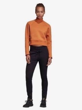 Adidas Cropped Sweatshirt XS High Neck Pullover Logo Casual